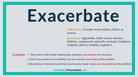 exacerbating pronunciation|how do you spell exacerbate.